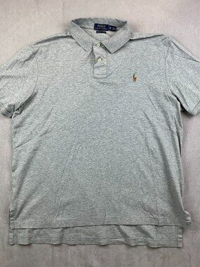 Ralph Lauren Mens Shirt XL Gray Heather Polo Pima Soft Touch Flesh Pony Preppy
